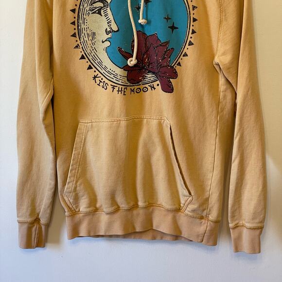 LIFE M drawstring hoodie long sleeve cream Kiss the Moon romantasy bohemian - Picture 3 of 7